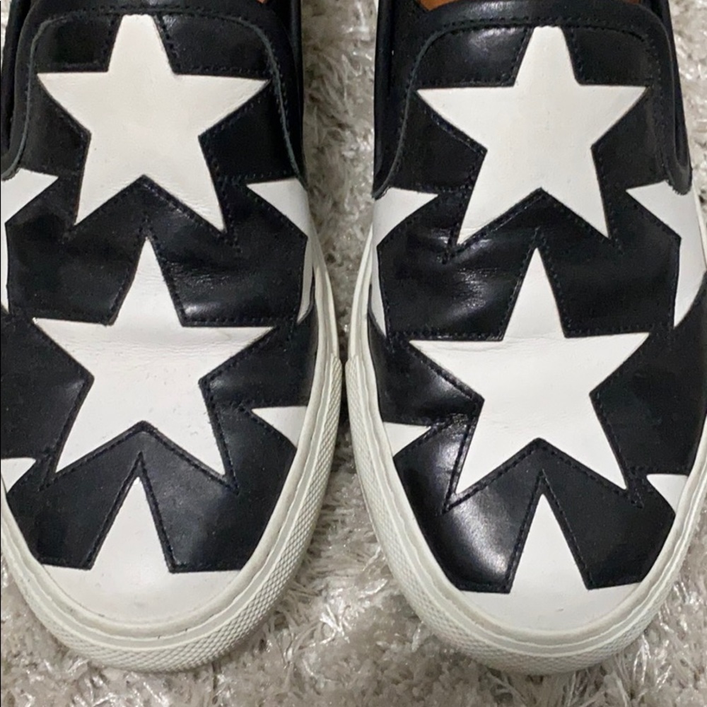Givenchy Black Leather Slip-On Espadrilles with White Star Appliqués - Picture 2 of 9